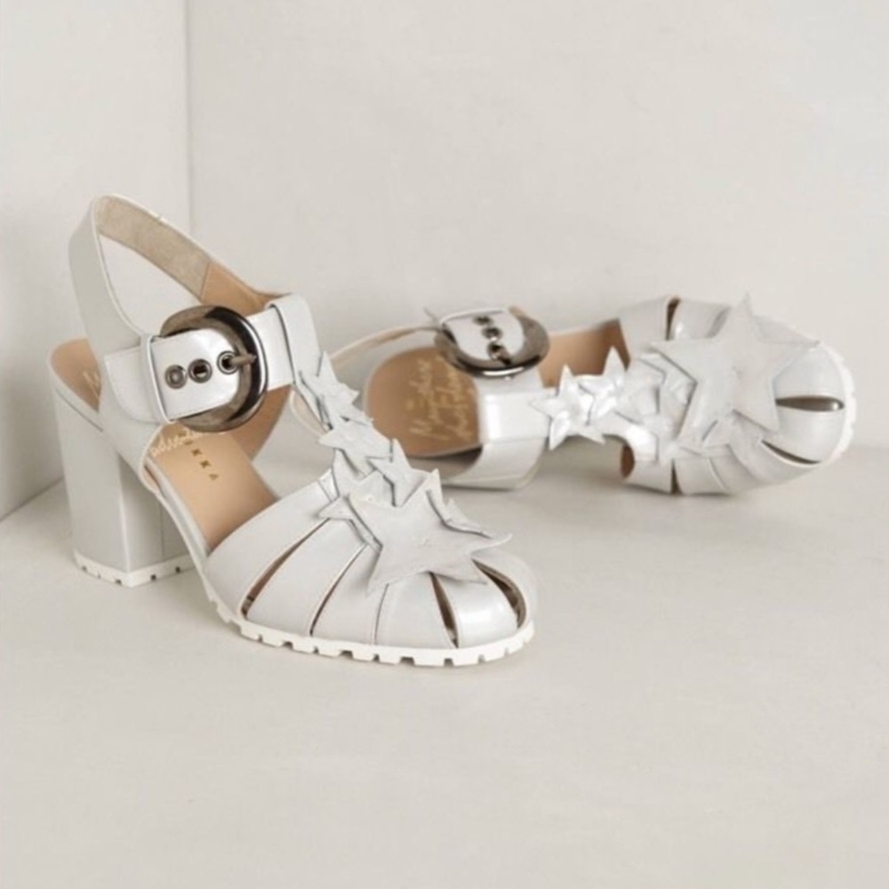 Anthropologie Minna Parikka Laika Heels With Bag Size 38 Silver Retired 2014